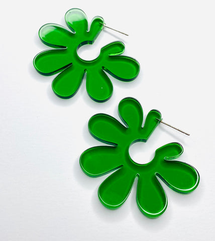 Green Flower Earrings