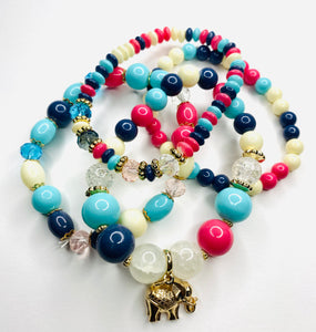 Teal Elephant Beaded Bracelets