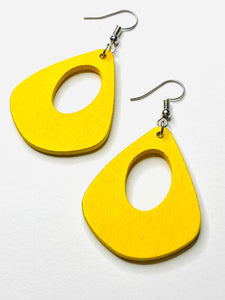 Yellow Retro Wooden Earrings