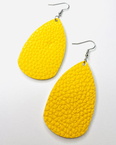 Yellow Leather Earrings