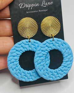 Light Blue Basketweave Earrings