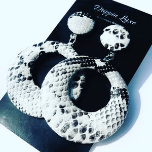 White Snakeskin Earrings