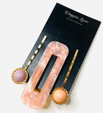 Pinky Peach Clip Set